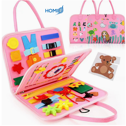 MONTESSORI BUSY BOARD BAG sensory toy for toddlers