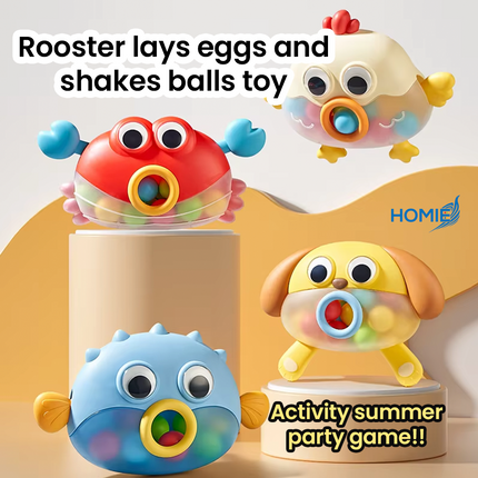 Rooster lays eggs and shakes balls toy