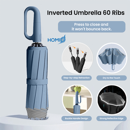Inverted Umbrella Sectional Retraction Wind Resistant Folding Type
