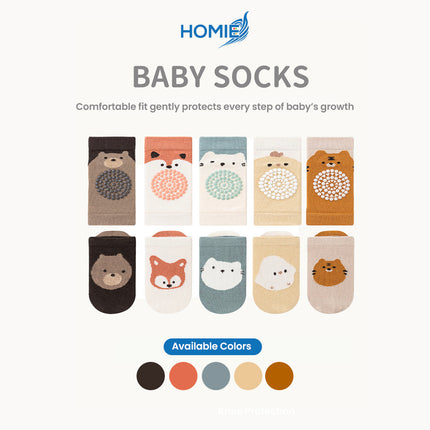 CARTOON KNEE COVER AND SOCK SET anti slip crawling protector soft cotton hosiery (Infant Safety Suit)