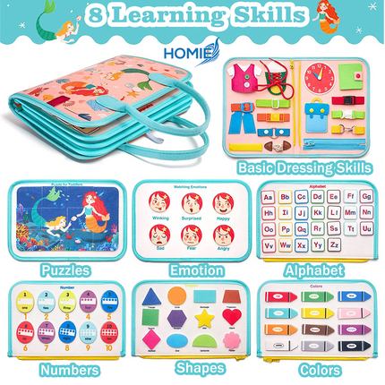 MONTESSORI BUSY BOARD BAG sensory toy for toddlers
