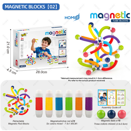 Magnetic Rod Building Blocks and Ties