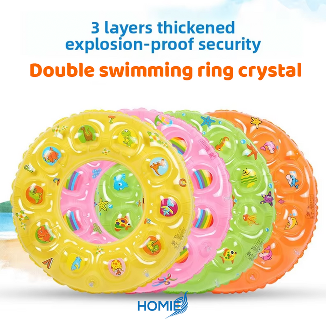 DOUBLE SWIMMING RING CRYSTAL 3 layers thickened explosion proof security kids pool float (Inflatable Ring)