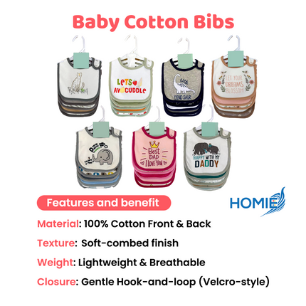 COTTON BIBS soft absorbent drool towel (5 pcs Set)