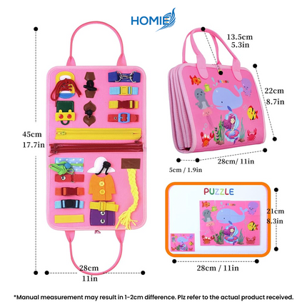 MONTESSORI BUSY BOARD BAG sensory toy for toddlers