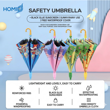 Vinyl sunscreen rain and shine portable Kid Umbrella (Free Waterproof Case)