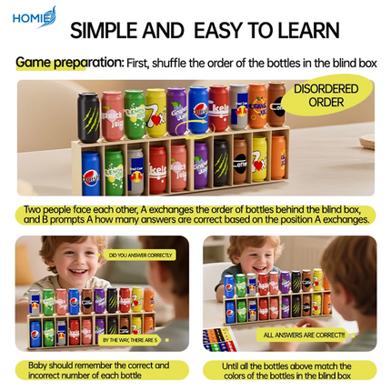 MINI SODA CAN MEMORY DRINK MATCHING GAME educational montessori color matching toy