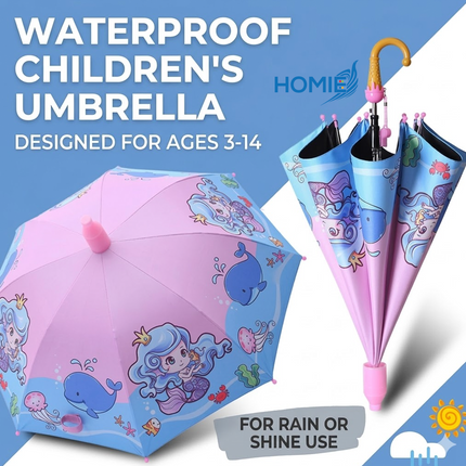 Vinyl sunscreen rain and shine portable Kid Umbrella (Free Waterproof Case)