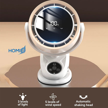HOMIE DIGITAL DISPLAY RECHARGEABLE FAN portable clip on wall mounted (Standard and SmartVersion)