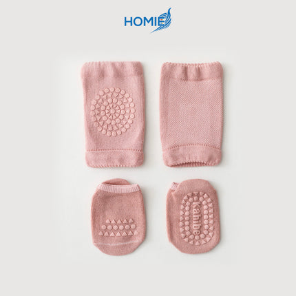 SUMMER BABY KNEE PAD AND FLOOR SOCKS SUIT combed cotton non slip crawling protector (Toddler Sports Set)