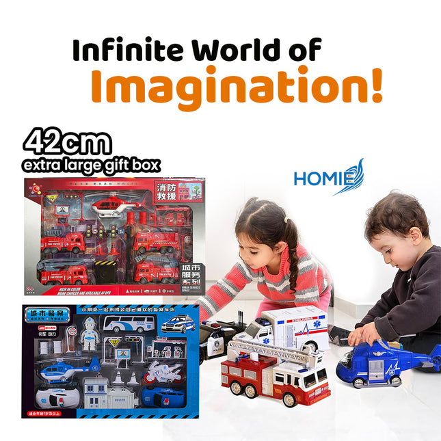 CITY CONSTRUCTION VEHICLE PLAYSET engineering truck toy with helicopter and crane