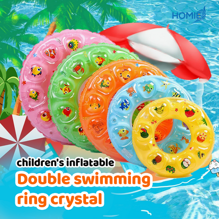 DOUBLE SWIMMING RING CRYSTAL 3 layers thickened explosion proof security kids pool float (Inflatable Ring)
