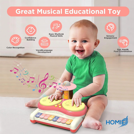 Drum and Piano 2in1 keyboard Percussion Toy Set