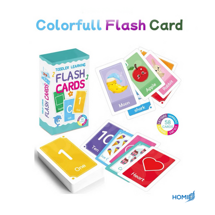 Flash Cards, word shapes, colors, numbers, English letters, recognition cards