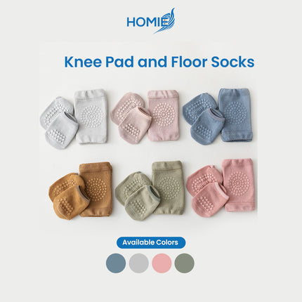 SUMMER BABY KNEE PAD AND FLOOR SOCKS SUIT combed cotton non slip crawling protector (Toddler Sports Set)