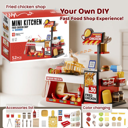 MINI KITCHEN FRIED CHICKEN SHOP color changing food toys pretend play set (DIY Burger Station)