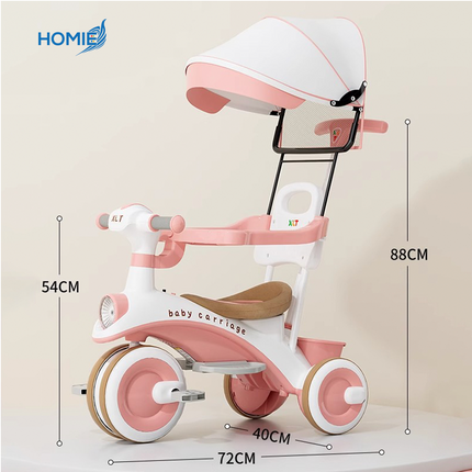 BABY Tricycle glide bike hand stroller with Sun Protector