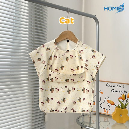 WATERPROOF SILICONE BIB WITH SLEEVELESS SHIRT baby feeding apron food catcher (Easy Clean)
