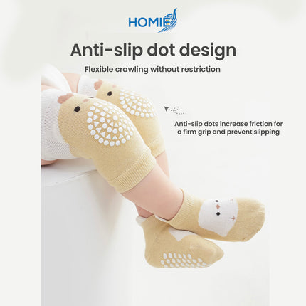 CARTOON KNEE COVER AND SOCK SET anti slip crawling protector soft cotton hosiery (Infant Safety Suit)