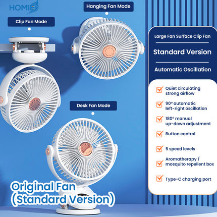 DIGITAL DISPLAY RECHARGEABLE FAN portable clip on wall mounted (Standard and SmartVersion)