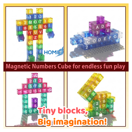 MAGNETIC NUMBERS CUBE alphabet blocks 3D diy building toy for kids (Educational STEM Toy)