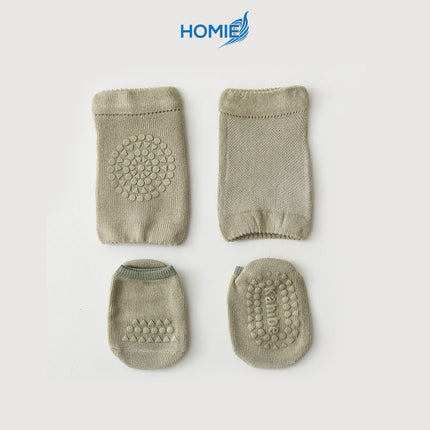 SUMMER BABY KNEE PAD AND FLOOR SOCKS SUIT combed cotton non slip crawling protector (Toddler Sports Set)