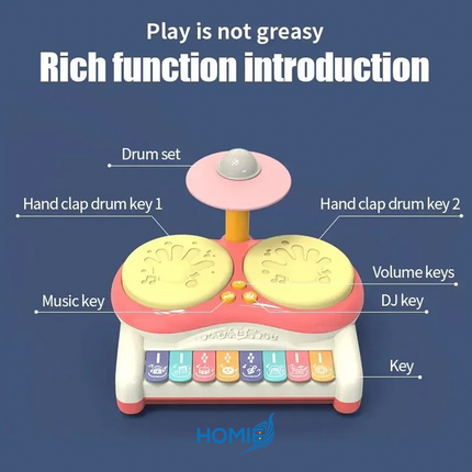 Drum and Piano 2in1 keyboard Percussion Toy Set