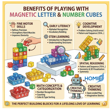 MAGNETIC NUMBERS CUBE alphabet blocks 3D diy building toy for kids (Educational STEM Toy)