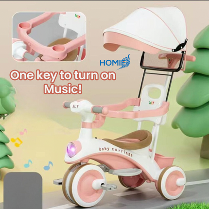 BABY Tricycle glide bike hand stroller with Sun Protector
