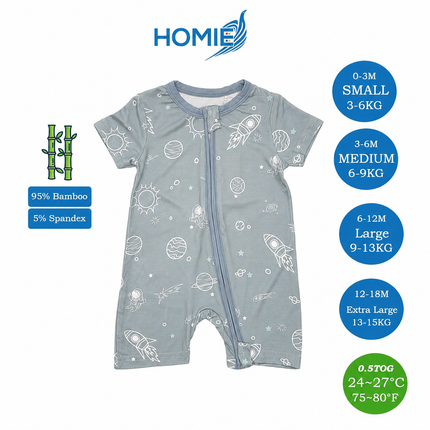 Bamboo Short Sleeve with ZIPPER Sleepsuit/Baby Rompers 2026
