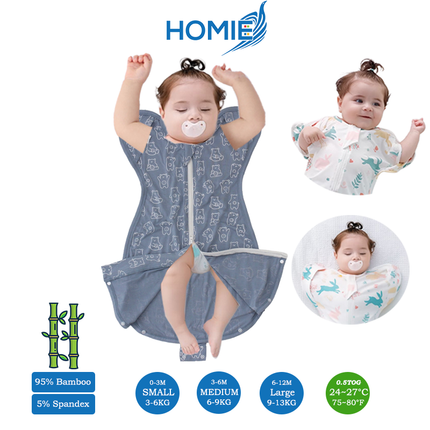 (B) 2 in 1 Transitional Swaddle Cotton & Bamboo Material