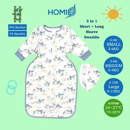 (B) 3in1 Swaddle Transitional Sleeping Bag / Ultra Soft Bamboo and Cotton Material