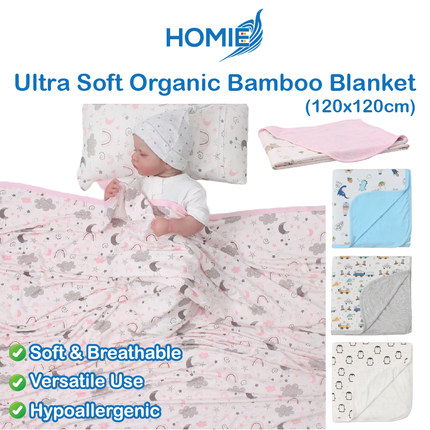 HOMIE Cozy Baby Bamboo Rayon Swaddling Blanket (size120x120cm)