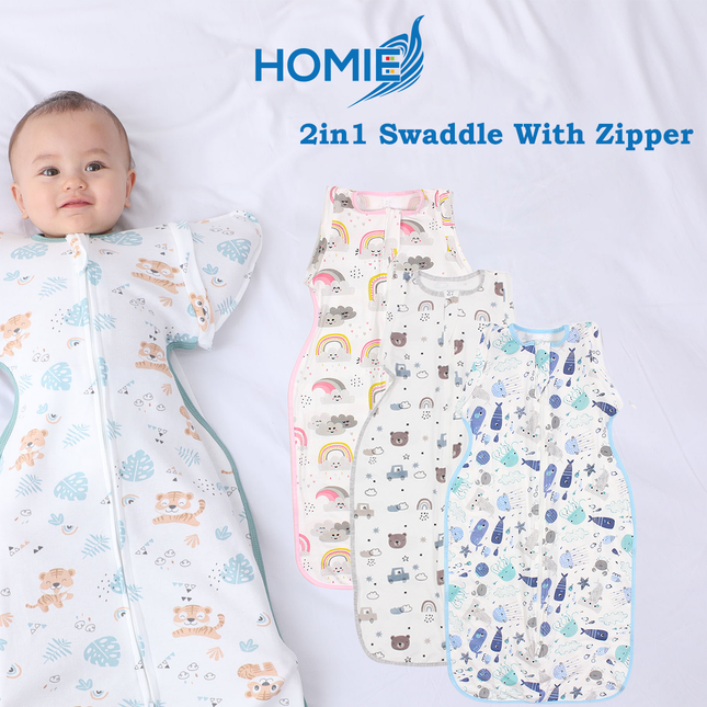(A) 2 in 1 Transitional Swaddle Cotton & Bamboo Material