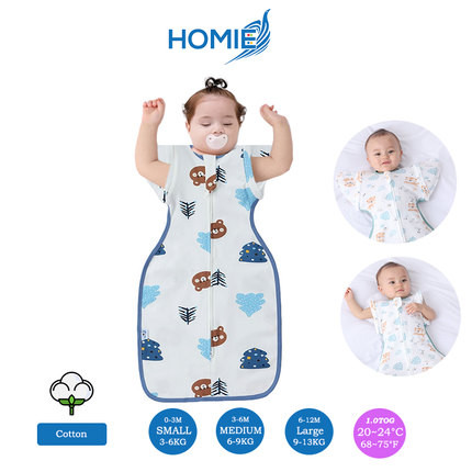 (B) 2 in 1 Transitional Swaddle Cotton & Bamboo Material