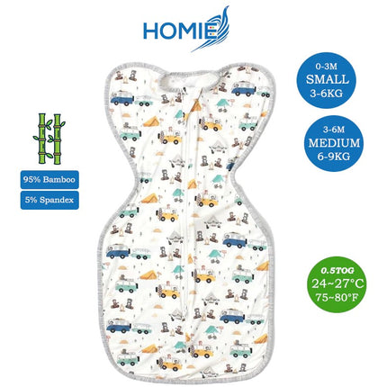 Baby Bamboo Swaddle and Sleeping Bag - Arms Up Position Baby Sleepsack 0-3M/3-6M