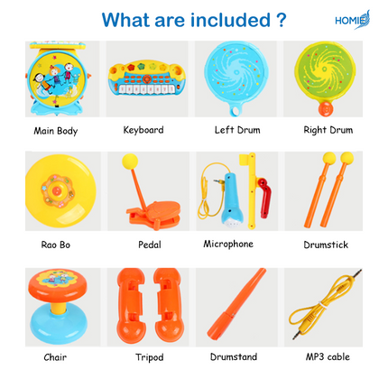 2-in-1 Drum & Piano Music Toy Set