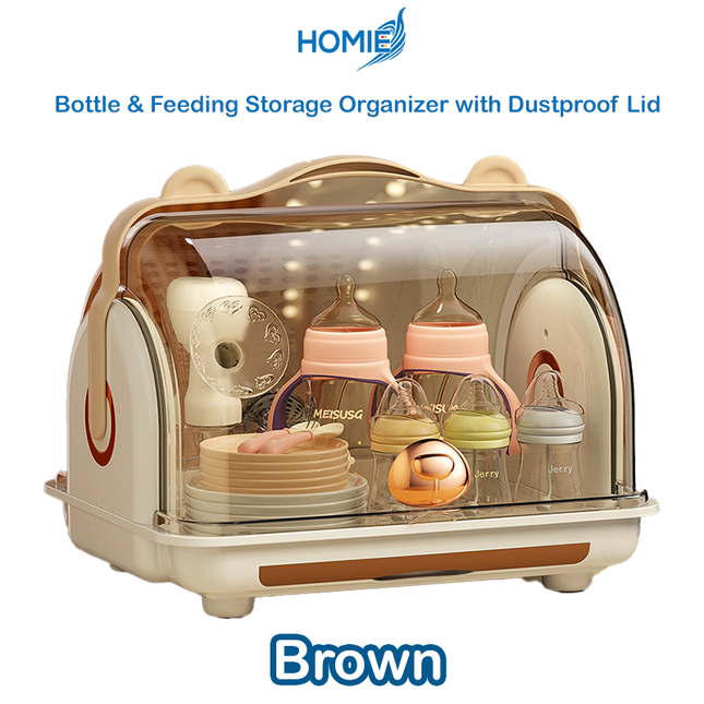 Milk Bottle & Feeding Storage Organizer with Dustproof Lid