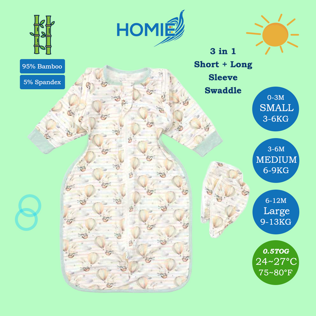 (B) 3in1 Swaddle Transitional Sleeping Bag / Ultra Soft Bamboo and Cotton Material