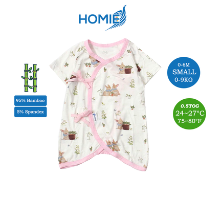 HOMIE 0-6m Bamboo Bodysuit Romper/Ribbon-side Romper