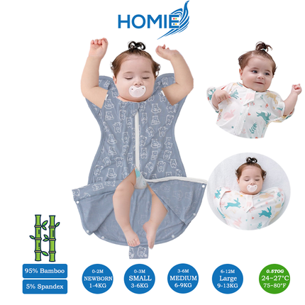 (B)S, M, L - BUTTON Swaddle Sack/ 2 Ways Zipper & Leg Freedom (Copy)