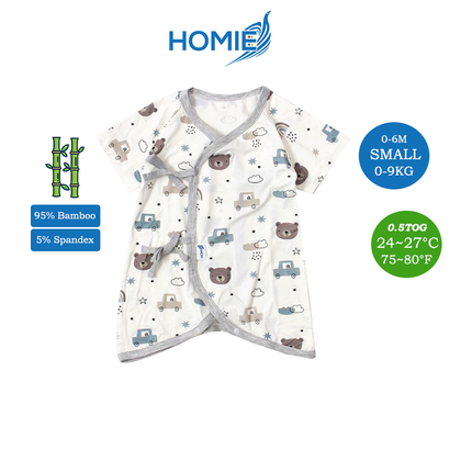 HOMIE 0-6m Bamboo Bodysuit Romper/Ribbon-side Romper
