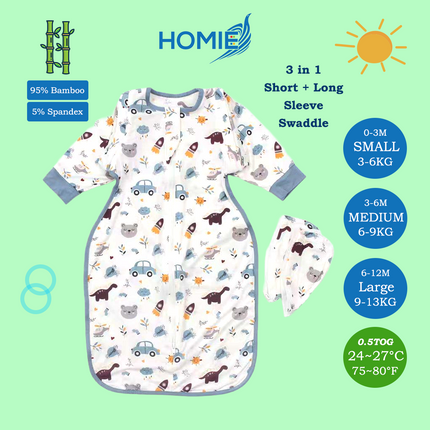 (B) 3in1 Swaddle Transitional Sleeping Bag / Ultra Soft Bamboo and Cotton Material