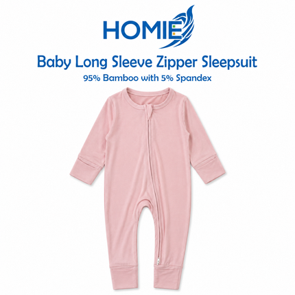 (C) Bamboo Long Sleeve Zipper Sleepsuit/Baby Romper