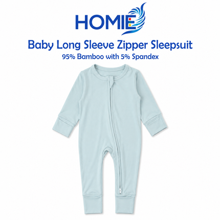 (C) Bamboo Long Sleeve Zipper Sleepsuit/Baby Romper