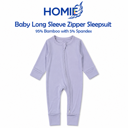 (C) Bamboo Long Sleeve Zipper Sleepsuit/Baby Romper