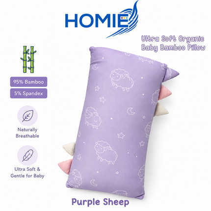 Purple Sheep Ultra Soft Bamboo Baby Pillows /Baby Bolster FULL SET