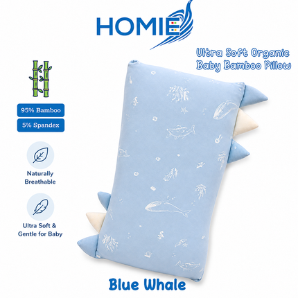 Blue Whale Ultra Soft Bamboo Baby Pillows /Baby Bolster FULL SET