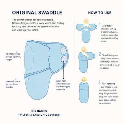 【Newborn Infant Baby Cotton Wrap Swaddle】Soft Breathable Adjustable Toddler Swaddles Essential