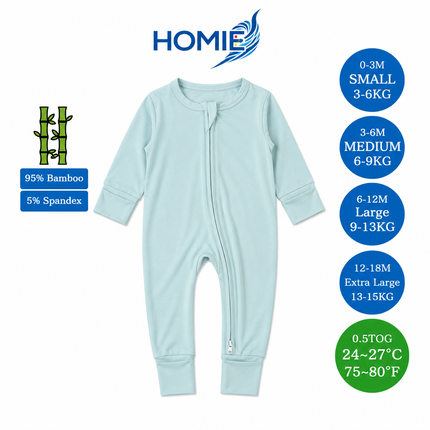 (C) Bamboo Long Sleeve Zipper Sleepsuit/Baby Romper